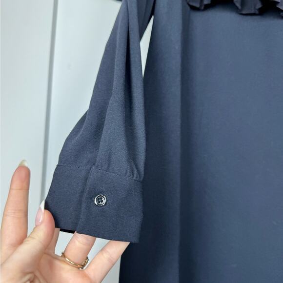 Maje Remia Pleated Overlay Black Mini Dress Size 3 Large - Picture 4 of 13